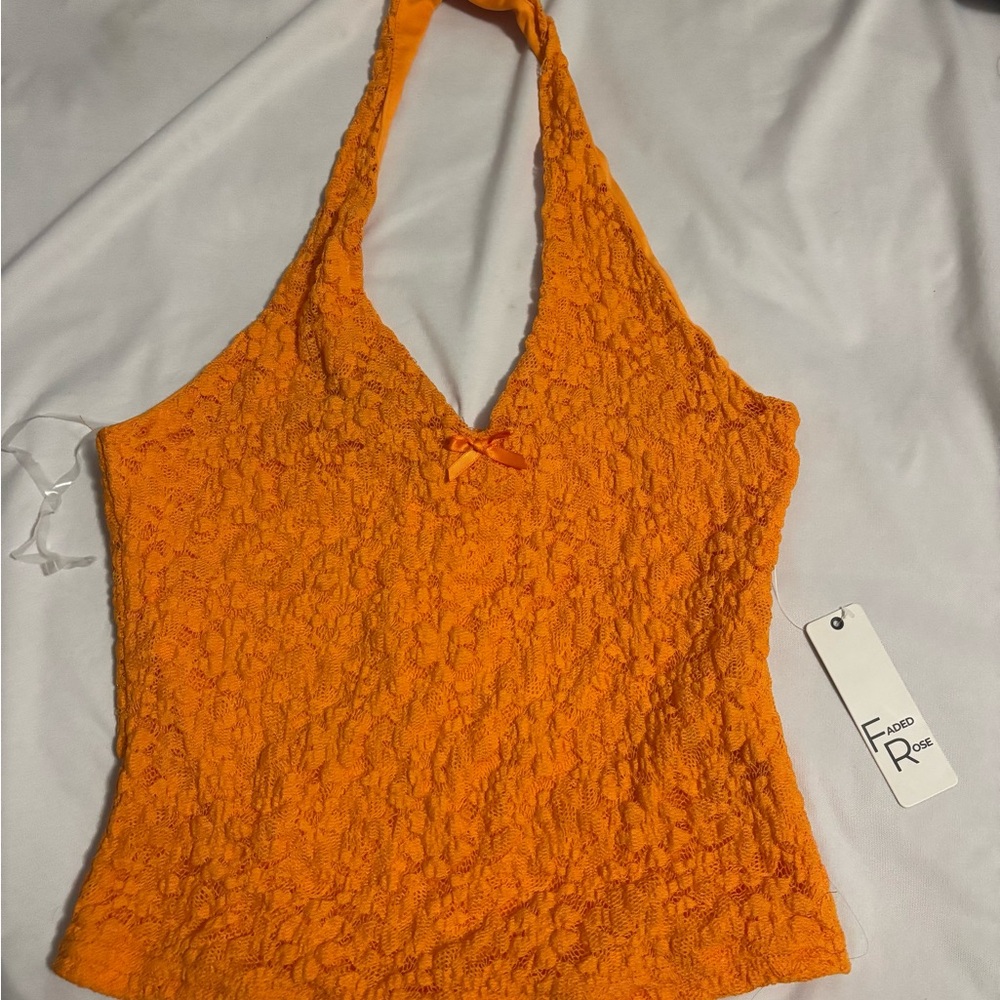 Faded Rose Women's Orange Lace Camisole